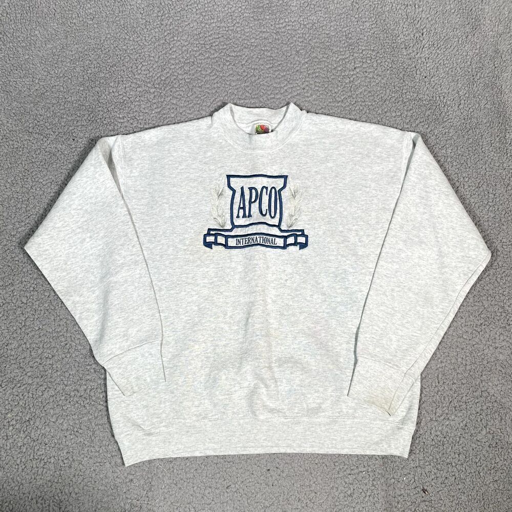 Vintage Apco International Sweatshirt Men's Crewneck Pullover 90s Embroidery L